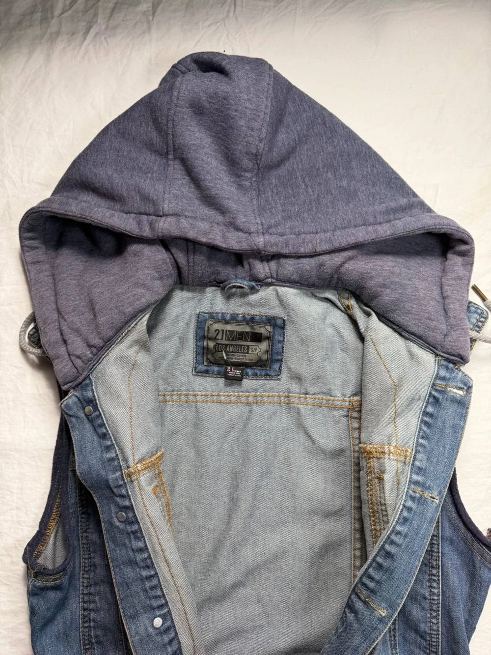 21men Blue Denim Hooded Vest